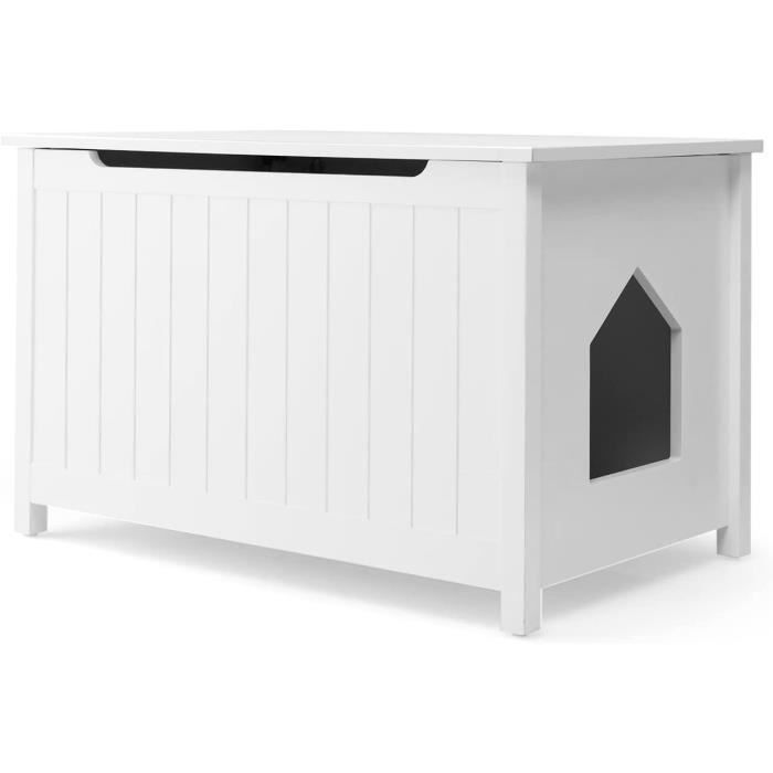 Meilleurs prix pour GOPLUS Maison de Toilette pour Chat en Bois, Armoire pour Chat avec 2 Portes,Interne Planche réglable, 81x51x51cm