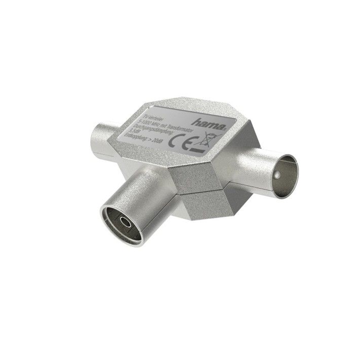 Adaptateur Coaxial Mâle-mâle Hama - Métal Argenté - Pour TV, Antenne, Satellite - Garantie 10 Ans - 3