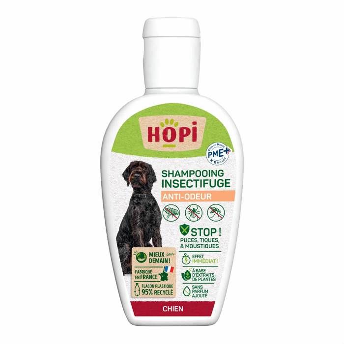 Comparer les prix de HOPI Shampooing Anti Odeur et Anti Puces Chien 250 ml - Protection Antiparasitaire -Extraits de plantes - Fabriqué en France