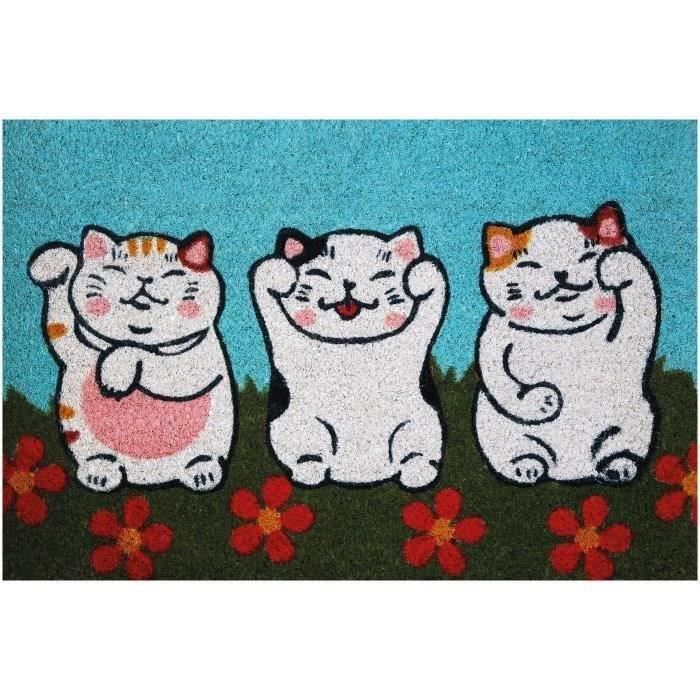 Tapis coco blanchi chats 40x60cm