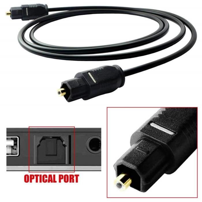 INECK - Cable Optique Connecteurs Toslink 3m M M Audio Digital HiFi SPDIF Noir pour HDTV Cordon Numerique Son Stereo