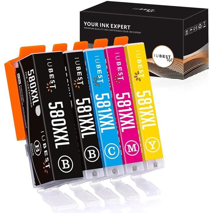 Cartuchos De Tinta Compatibles Para Canon PGI-580XXL - 4 Unidades Negro, Alta Capacidad, Para Impresoras Pixma Y TR Series