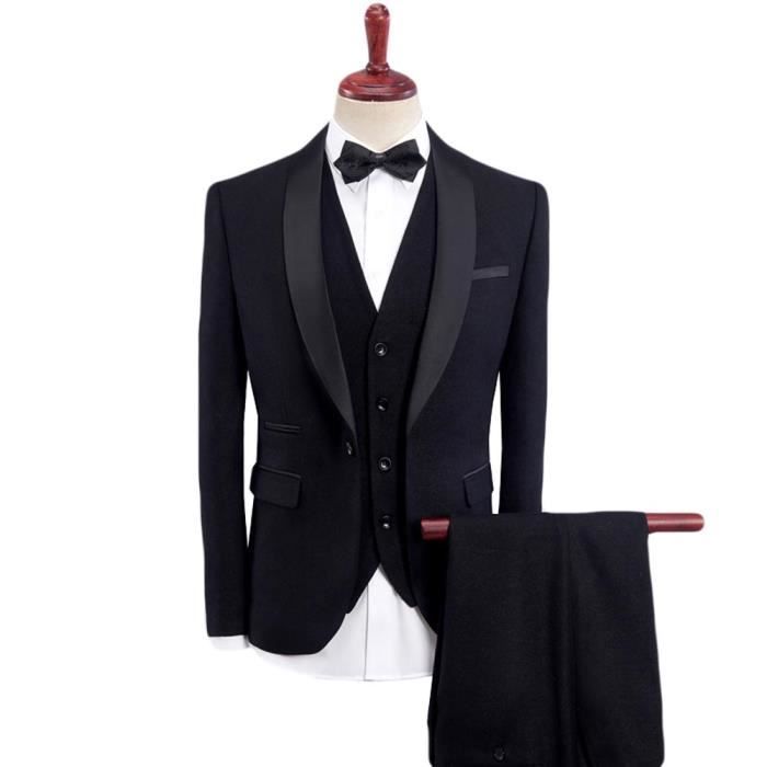 Costume Homme 3 Pieces Ceremonie Et Mariage Col Chale Costume Slim