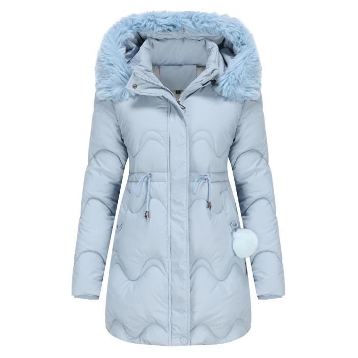 Manteau fourrure store bleu clair