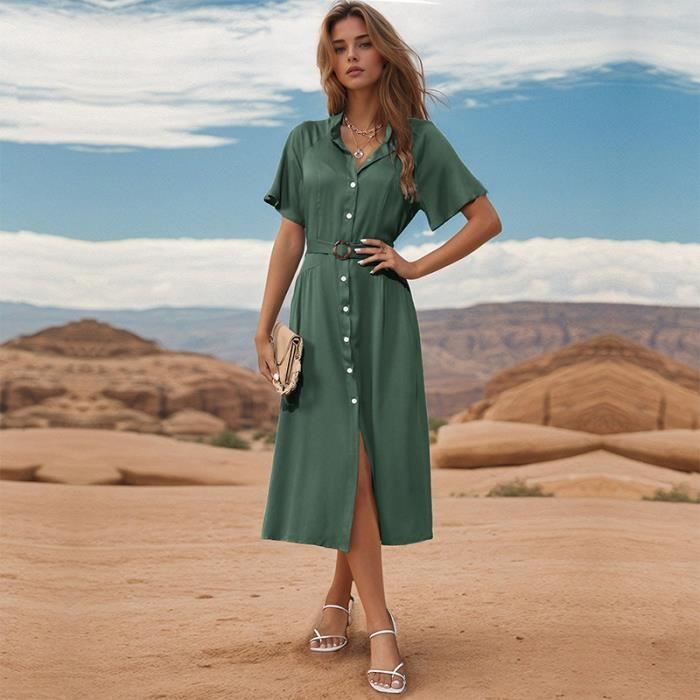 Robe chemise longue manche courte outlet