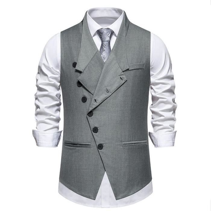 Gilet Costume Homme Slim Fit Sans Manches Simple Boutonnage