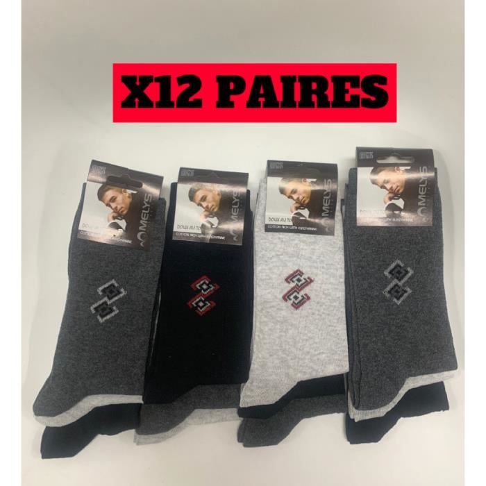 Chaussettes homme en coton MELYS COLLECTION Taille 39 43 Motif 1 Noir Gris Blanc NOIR GRIS Cdiscount Pret a Porter