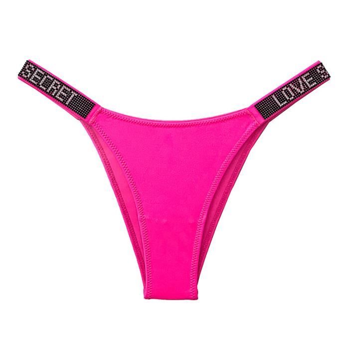 Culotte slip LOVE Culotte Rose avec Strass pour Femme Sous
