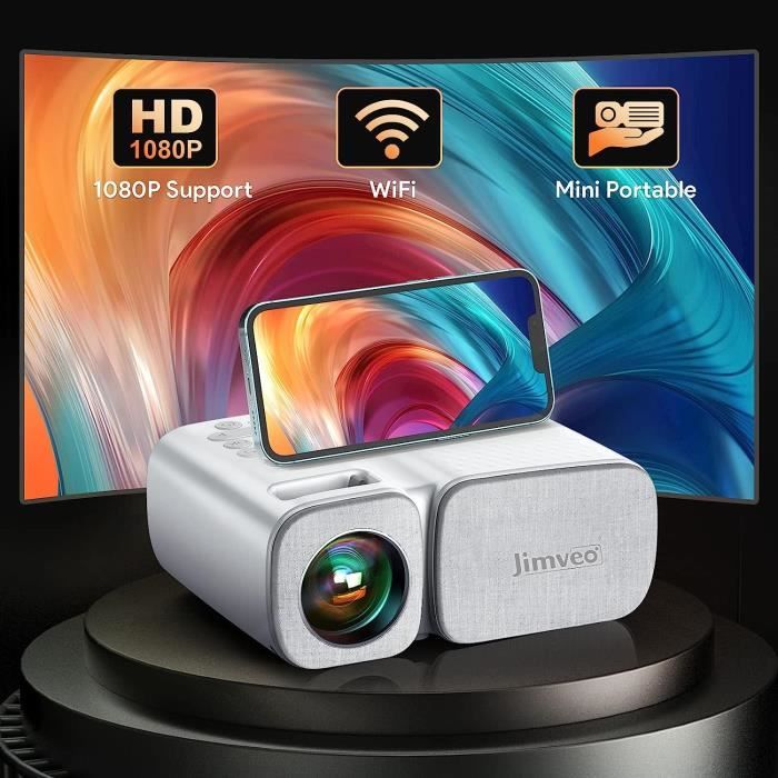 Videoprojecteur, 9500L Mini Projecteur Portable, Jimveo Retroprojecteur  WiFi Full HD 1080P, Video Projecteur Home Cinéma pour Smartphone,  Compatible avec HDMI/USB/AV