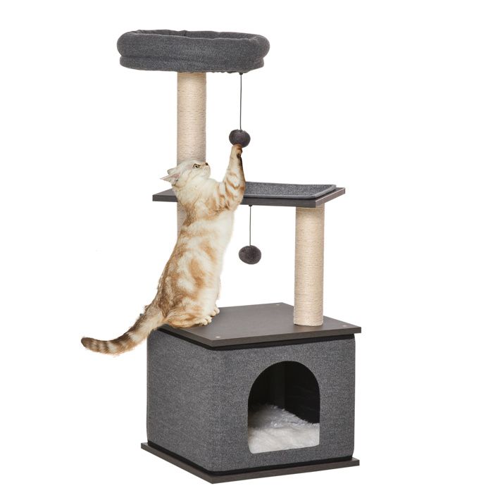 Comparer les prix de Arbre à chat centre d'activité griffoirs grattoirs H104 cm gris 40x40x104cm Gris