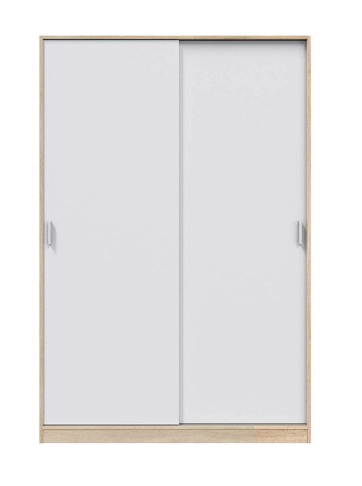 Armoire placard avec 2 portes coloris chêne canadien blanc artic - longueur 120 x hauteur 200 x profondeur 50 cm Armoire placard avec 2 portes coloris chêne canadien blanc artic - longueur 120 x hauteur 200 x profondeur 50 cm