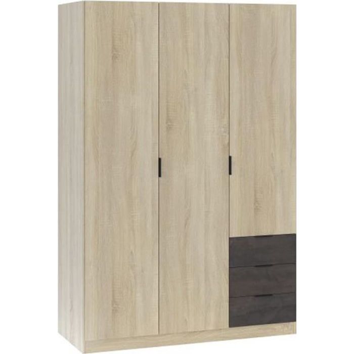 armoire de rangement 3 portes chene canadien - pegane - contemporain - design