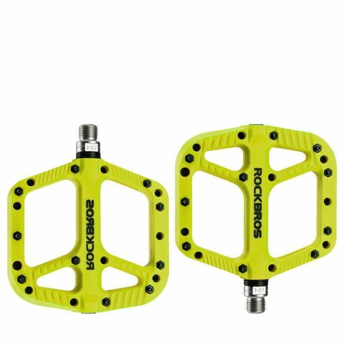 ROCKBROS Pedales VTT Velo 9 16 Paires Pedales Plates Large en Nylon Pedale Velo Route 3 Roulements Anti Glissant Jaune Cdiscount Sport