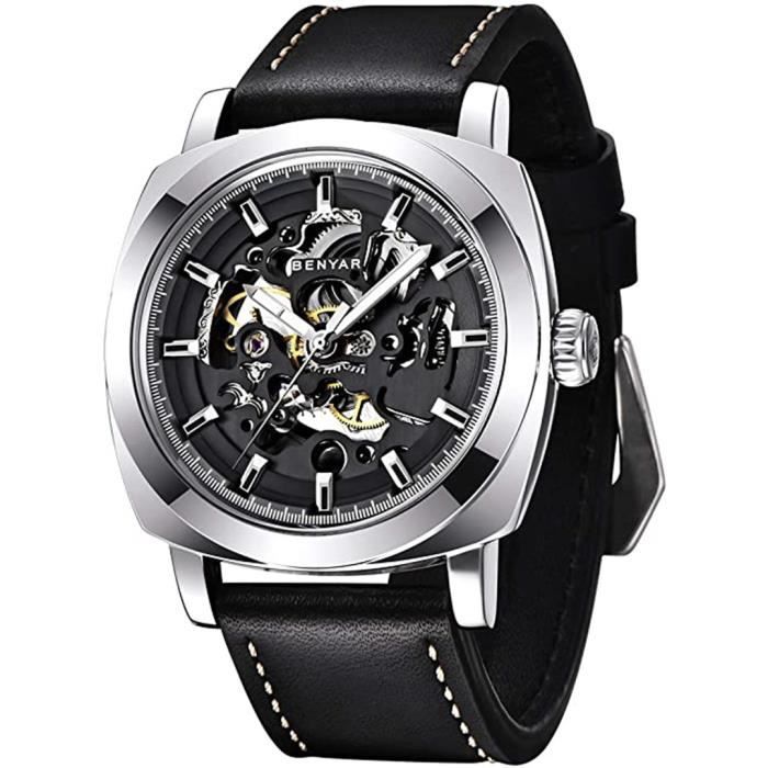 Montre Homme Automatique Louis Valentin - Mécanique, Boîtier Acier, Bracelet Cuir, Neuve Avec Boîte