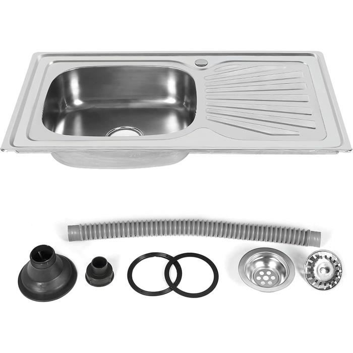 GOTOTOP Évier De Camping-car Évier De Cuisine à Cuve Unique Encastrable, évier De Préparation De