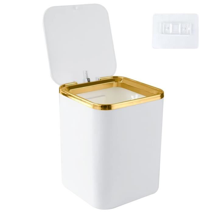 Poubelle De Table Grise Avec Couvercle - 15,5x13,5x13 Cm, Plastique, Portable, Pour Bureau, Salle De Bain, Cuisine