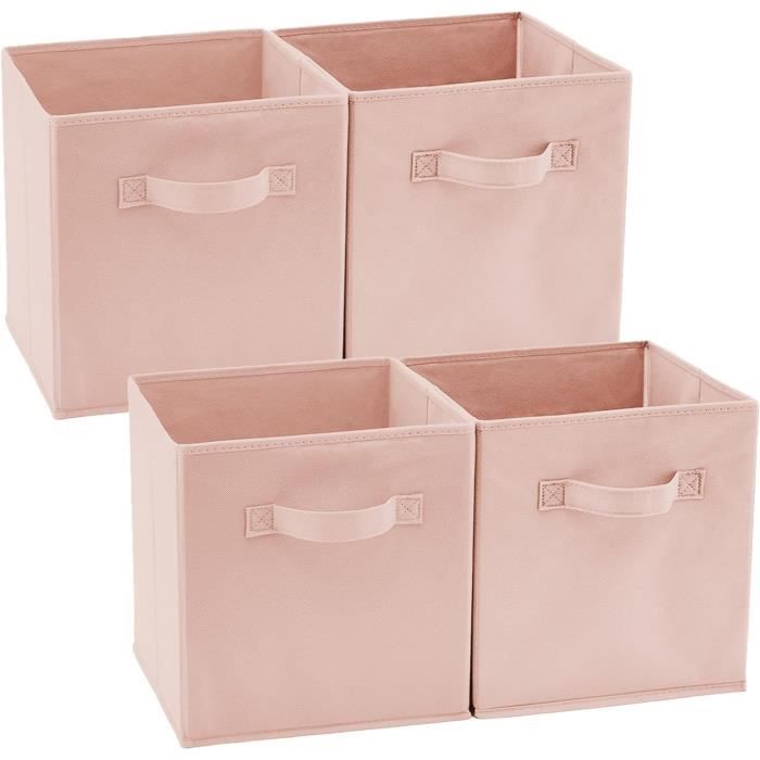 Lot De 4 Cubes De Rangement Pliables - 33x37x33 Cm - Blanc - Pour Jouets, Vêtements, Chambre