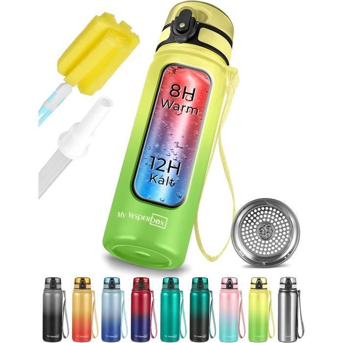 Gourde Isotherme En Acier Inoxydable 600 Ml Avec Paille - Motif Camouflage, étanche, Pour Enfants Et Adultes - Garde Le Chaud/froid