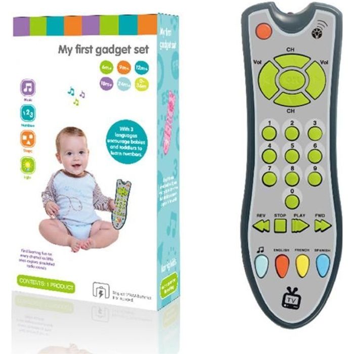 Jouet télécommande pour bébé, télécommande de Simulation TV avec lumières  Musicales, Jouets à cliquer et Compter - Gris - Cdiscount Jeux - Jouets