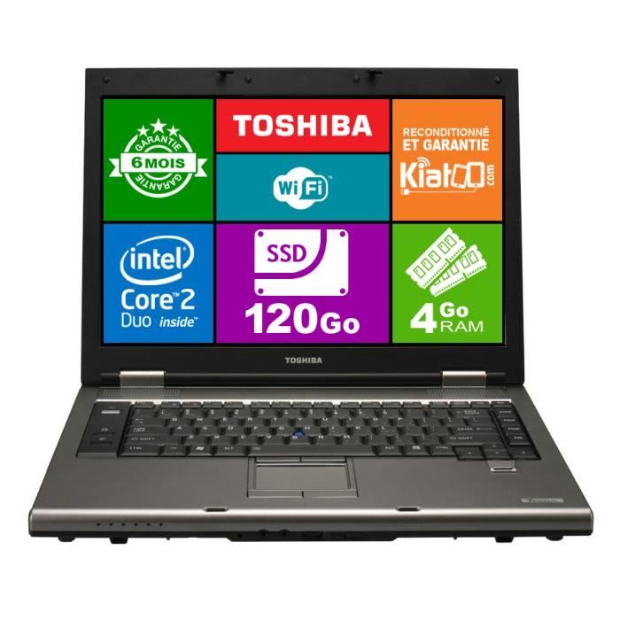 Top achat PC Portable ordinateur portable 15 pouces TOSHIBA TECRA A9 core 2 duo,4 go ram 120 go ssd disque dur,windows 7 pas cher