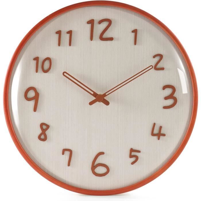 YOAI Horloge Murale Silencieuse 30 Cm – Bois MDF Style Vintage – Sans Tic-tac – Pour Salon, Cuisine, Bureau