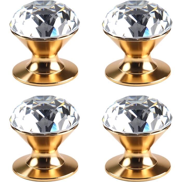Lot De 4 Boutons En Cristal, Poignées De Tiroir Et Commode, Verre