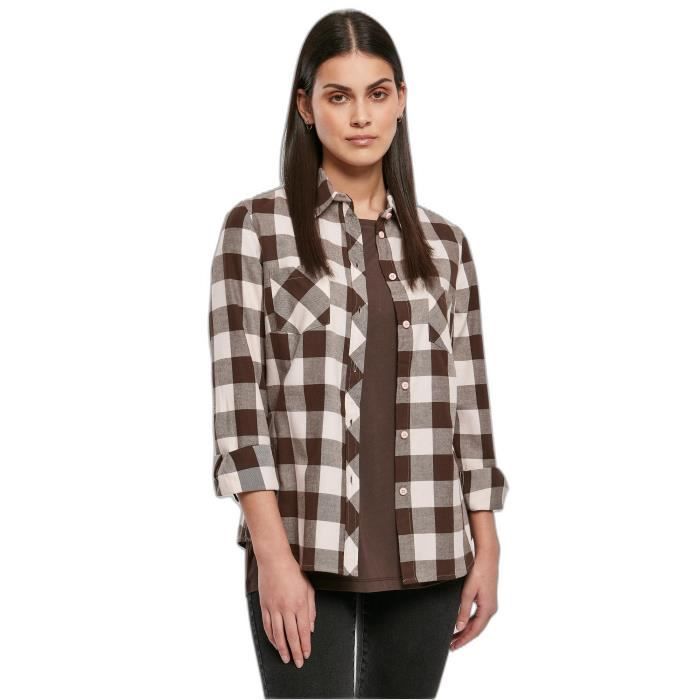 Chemise a new arrivals carreaux marron femme