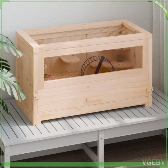 Comparer les prix de Cage à hamster - VGEBY - 60x30x35 cm - Bois massif de sapin - Intérieur - Montage facile