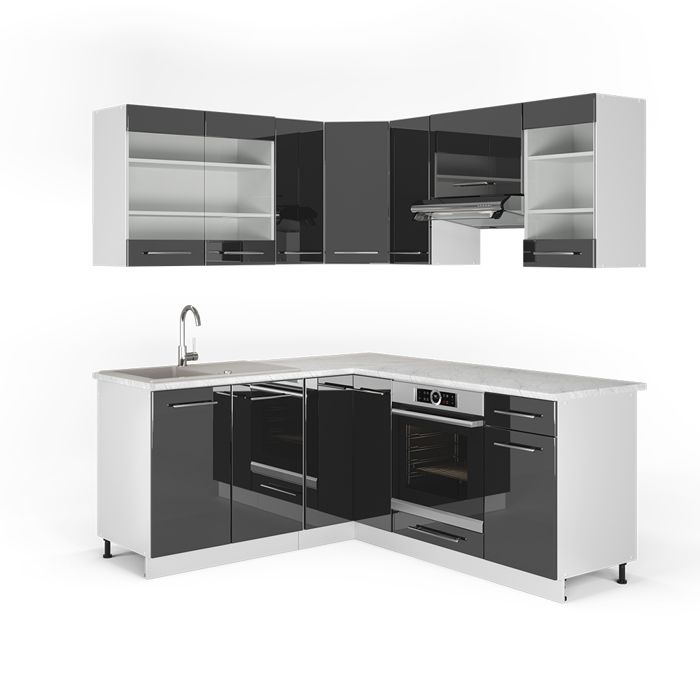 Vicco Cuisine en angle Fame-Line, Blanc campagne/blanc, 227x287cm , PT Marbre | Leroy Merlin