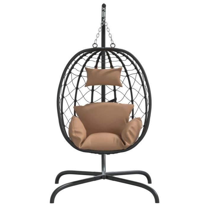 Chaise suspendue en forme d'œuf VIDAXL Jardin Résine tressée Acier revêtu de Coussin