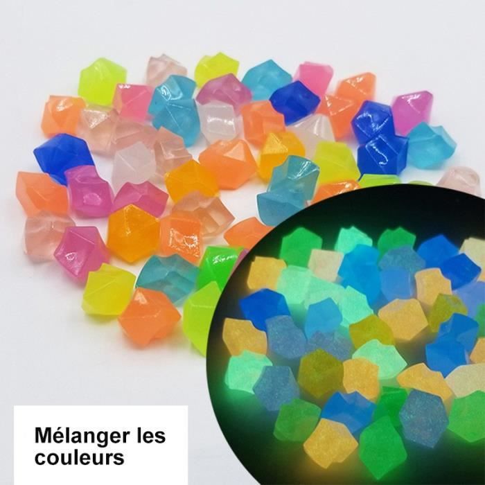 Meilleurs prix pour 300pcs Décoration d'aquarium pierre lumineuse décoration de jardin lumineuse petit gravier matériau en résine 14X11mm couleurs