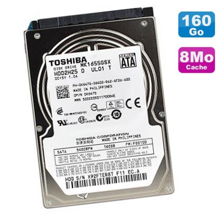 Disque Dur 160go Sata 2 5 Toshiba Mk1656gsy Hdd2e64 0vgvxy Vgvxy