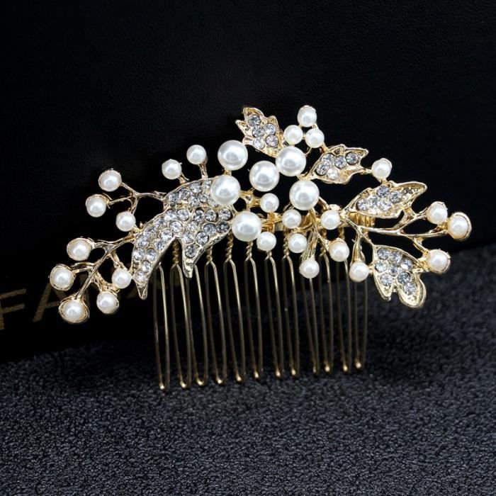 Clips Cheveux Mariée Strass Feuille Cristal - Barrette élégante Argentée - Accessoire De Cheveux Pour Mariage Et Soirée