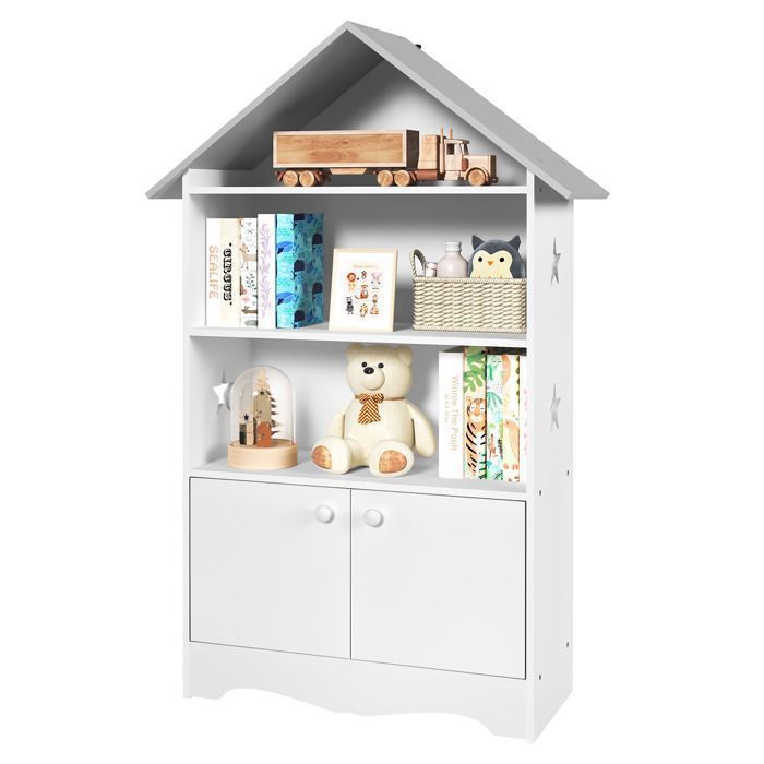 Bibliothèque Enfants avec Porte verrouillable - WOLTU Étagère de Rangement pour Enfants - Blanc Bibliothèque Enfants avec Porte verrouillable - WOLTU Étagère de Rangement pour Enfants - Blanc