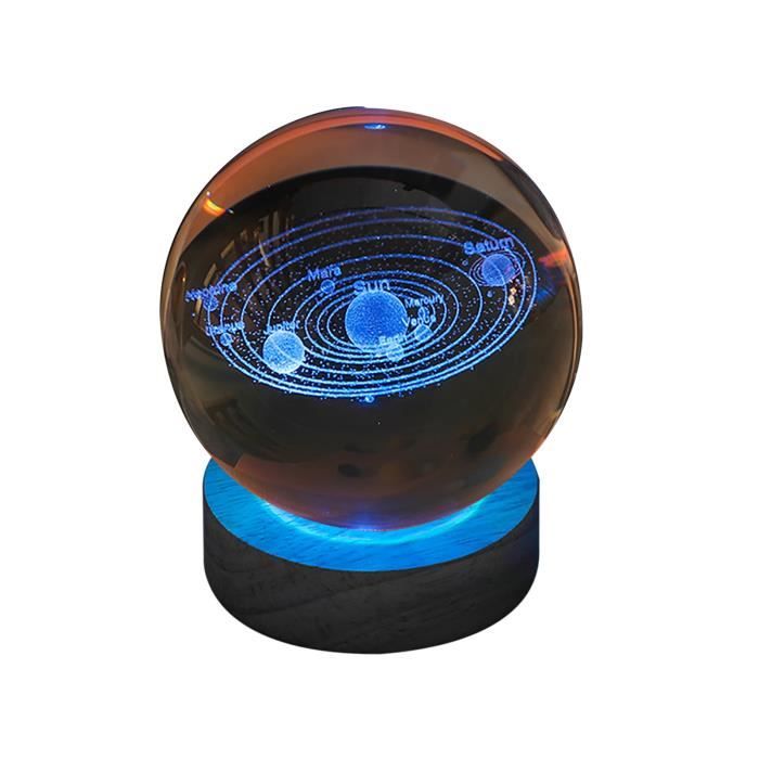 3d brillant boule de cristal veilleuse ornement, lampe de scène de nuit colorée créative avec base, pour cadeau de décoration i N°19
