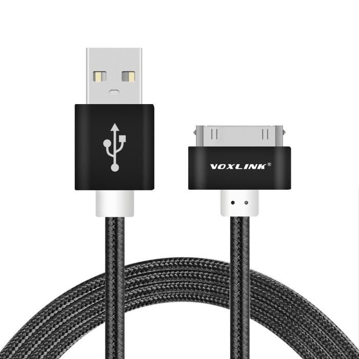 Câble USB 2m Blanc Pour IPhone Ancien (30 Broches) – Compatible IPhone 3G, 4, IPad 1-3 Et IPod