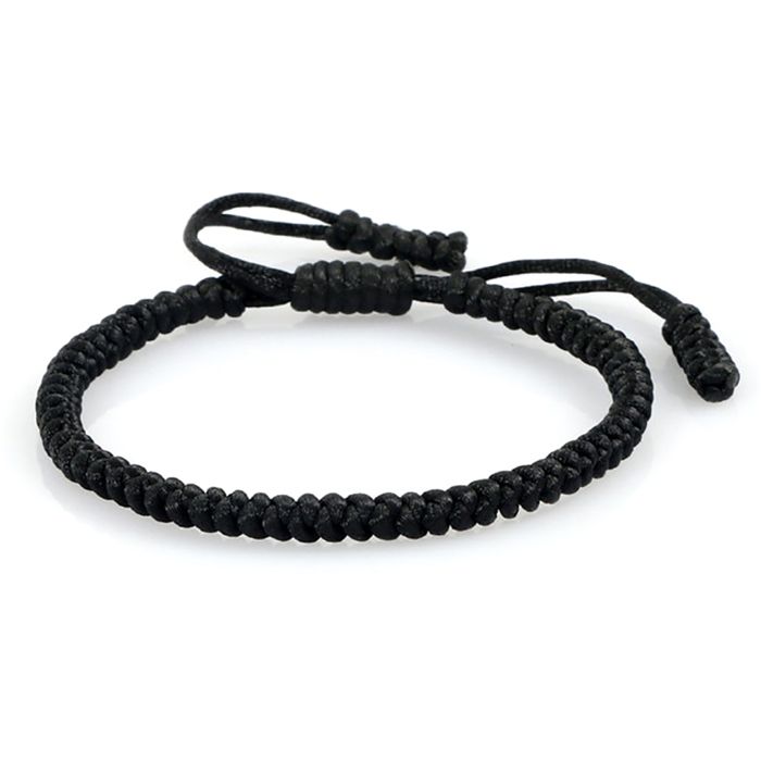 Zense - Bracelet tibétain noir tressé ajustable pour homme ZB0364