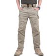 Pantalon Cargo Homme Randonnée Treillis Militaire Homme Tactique Pantalon de Travail Homme avec Poches Multifonctions-Kaki-1