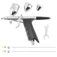 kit aérographe Pistolet Pulvérisateur à Peinture par gravité Airbrush 0.3mm 0.5mm 0.8mm -1