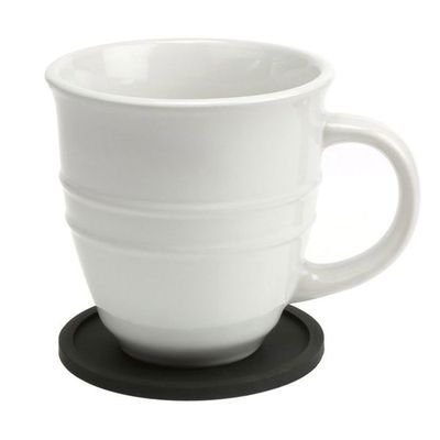 Lot de 6 dessous de verre ronds en silicone pour boissons, dessous de verre, dessous de verre antidérapants pour café, bière, verre à vin, maison et bar, 10 cm (noir