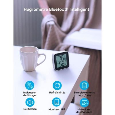 Thermomètre Hygromètre Govee - Mini Moniteur Bluetooth - Précision Suisse - Pour Maison, Frigo, Cave - LCD Et Alerte App