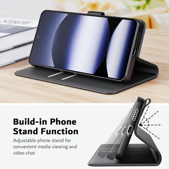 Coque Portefeuille Pour Xiaomi Redmi Note 14 4G – Cuir PU, Fentes Cartes, Stand Intégré, Avec Verre Trempé Et Protection Caméra - 1