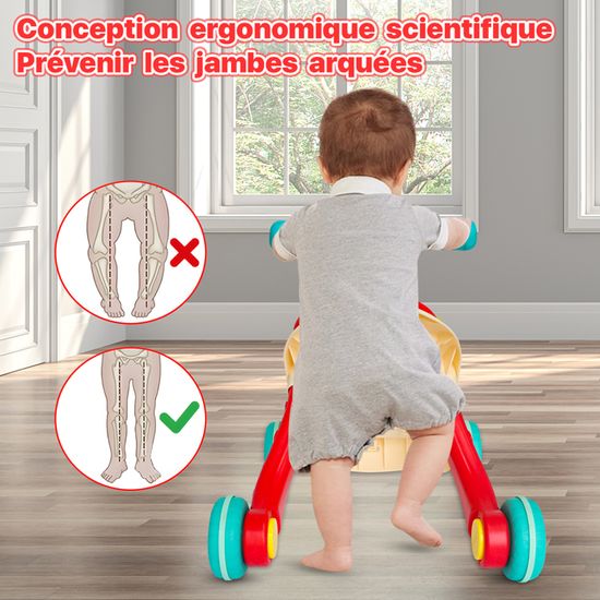 Trotteur Bébé Assis-Debout Réglable Avec Lumières Et Musique - Multifonctionnel Dès 9 Mois