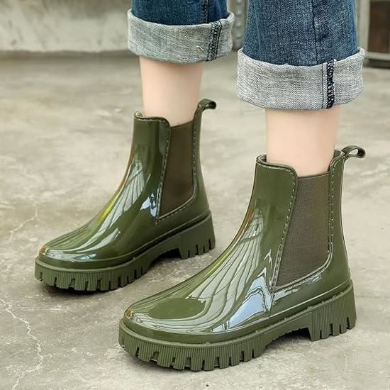 Bottes De Pluie Femme Foinledr - Imperméables PVC Genou - Semelle Antidérapante - Pour Jardinage Et Pluie