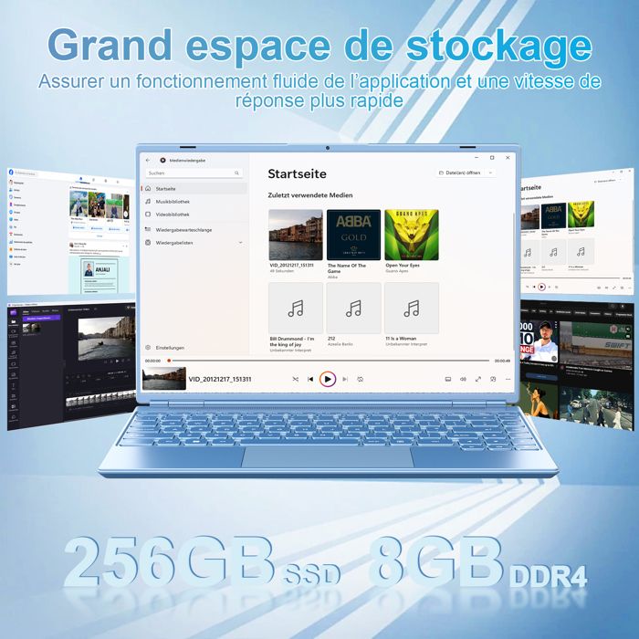 Ordinateur Portable Bvate 14" 256Go SSD Windows 11 | Processeur N4020, 6Go RAM, WiFi Dual Band - Rose Gold