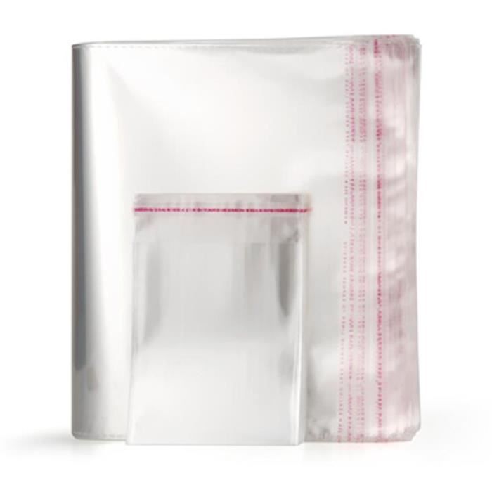 Sachets Plastiques Transparents Auto-Adhésifs 100 Pièces - 10 X 30 Cm Pour Rangement Petits Objets