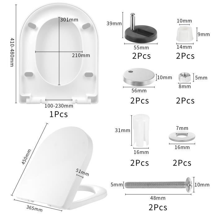 Abattant WC Familial, Lunette de Toilette en PP avec Siège Enfant  magnétique, Descente lente avec Frein de Chute Y - Cdiscount Bricolage