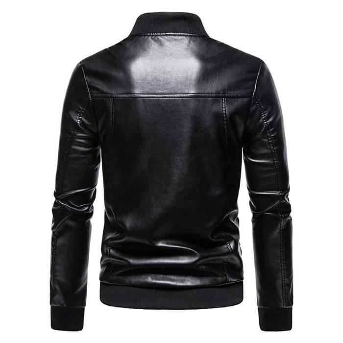 Blouson Cuir Moto Noir pour Homme Aviateur Vintage d hiver en