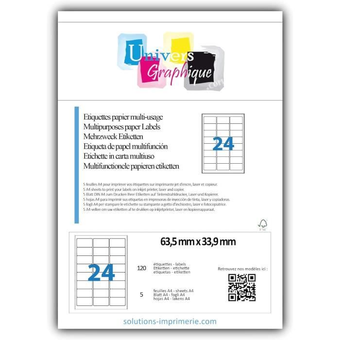 Étiquette Pour Timbre 5 Planches De 24 Étiquettes Soit 120 Étiquettes ...