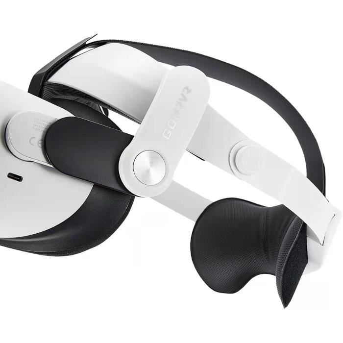 Sangle De Tête Elite Compatible Oculus Quest 2 - Avec Masque Facial Et Couvercle Objectif - Blanc